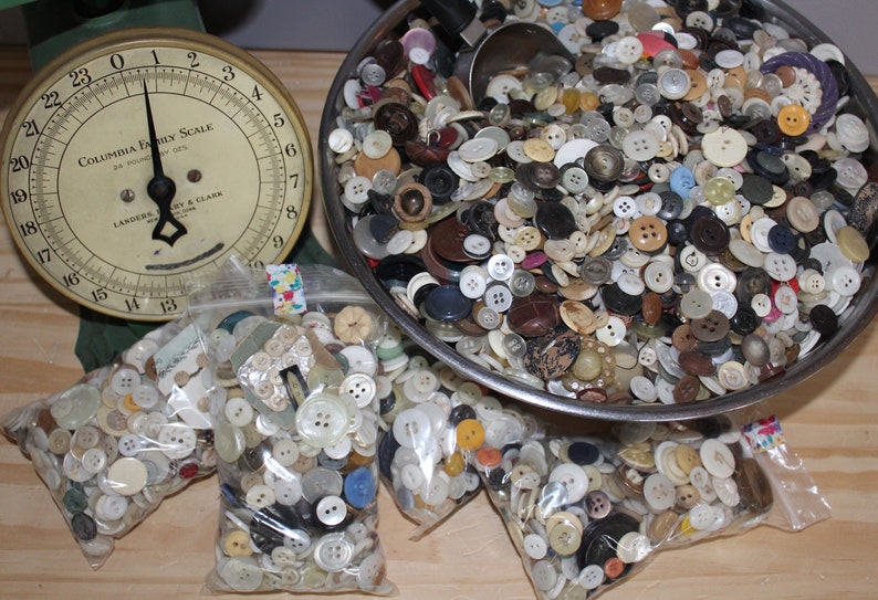 Mixed Assorted Vintage Buttons 8 oz. Grab Bag Vintage Buttons image 6