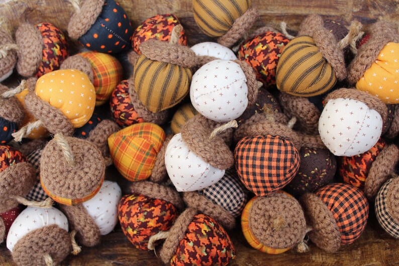 Handmade Harvest Fabric Acorns Chunky Autumn Bowl Fillers Etsy
