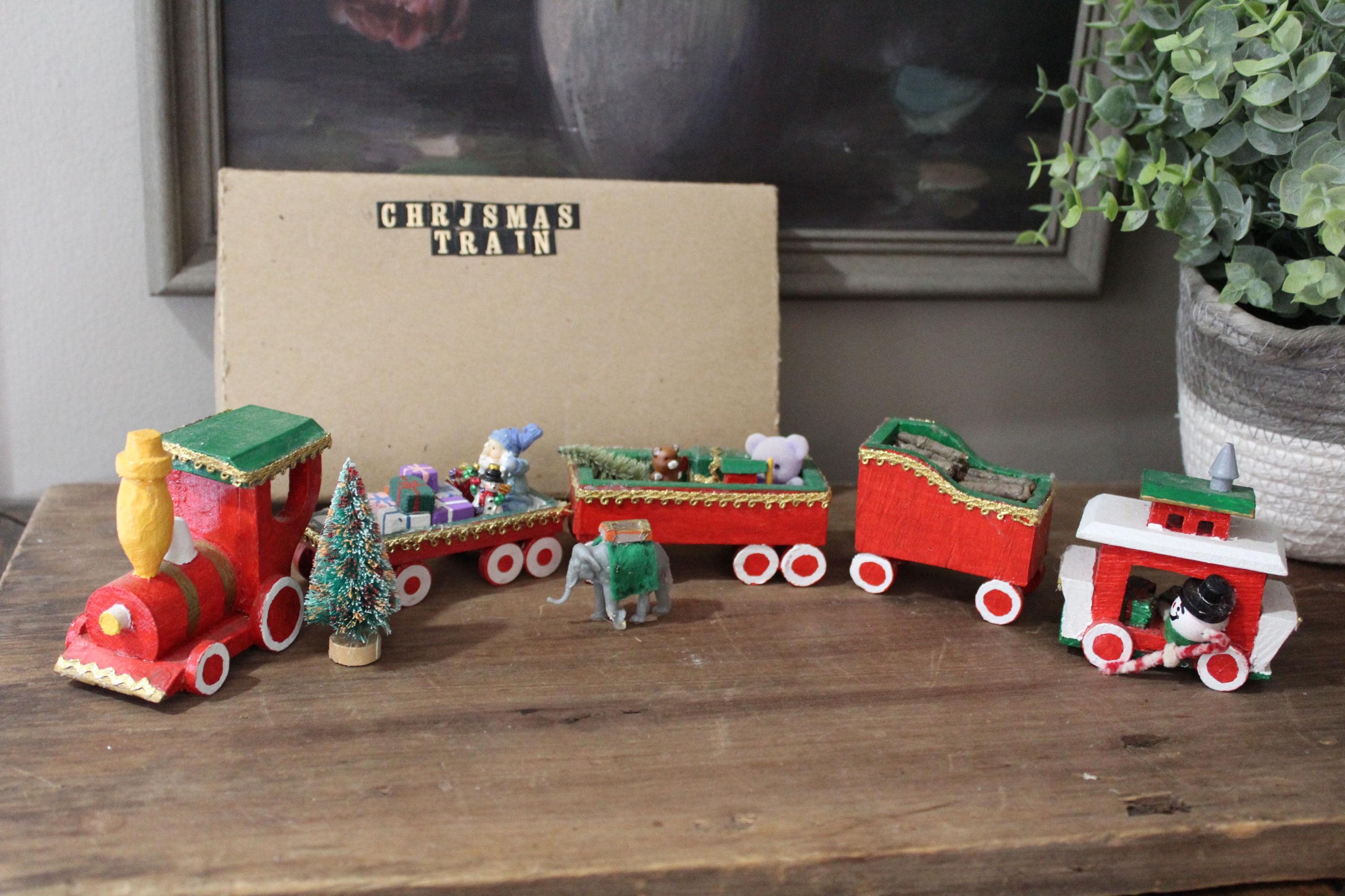 vintage Christmas Wooden Train