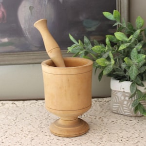 Vintage Wooden Mortar And Pestle Set
