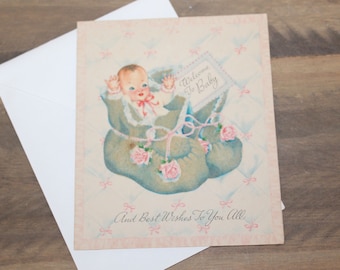 Vintage Get Welcome Baby Gift Card Adorable Greeting Card