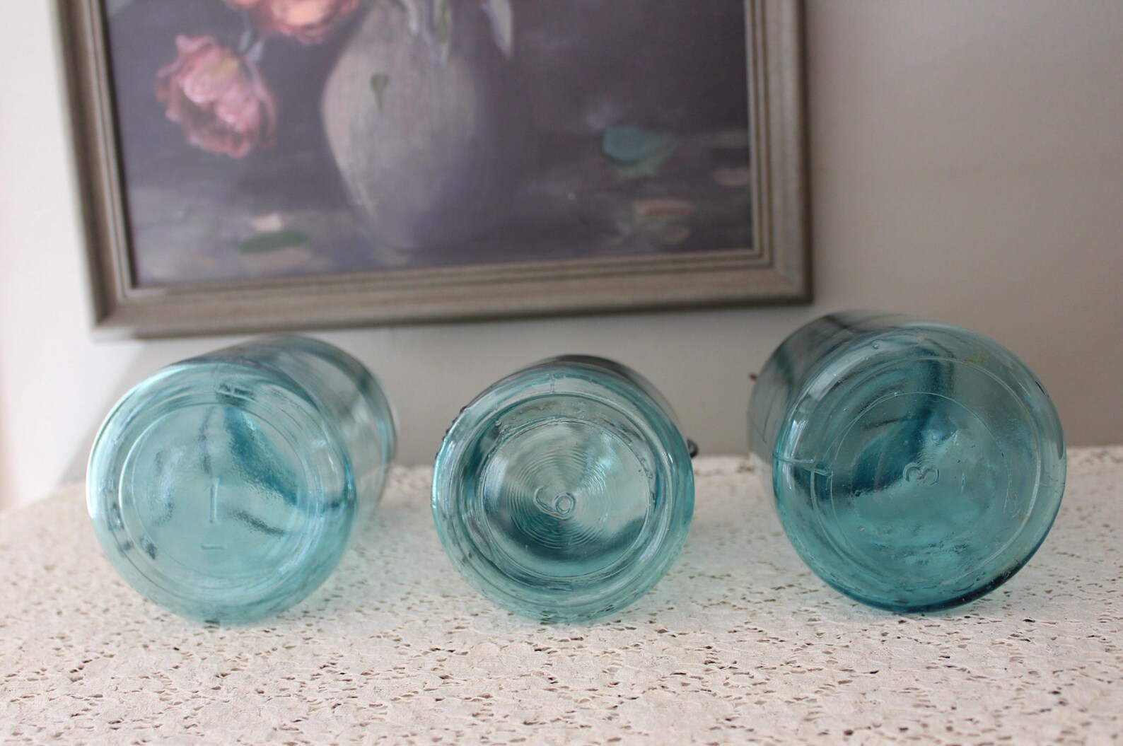 Choice One Vintage Blue Ball Ideal Mason Jars With Glass Lids Choice ...