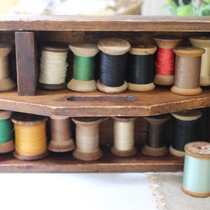 Lot Of Vintage Threads On Wood Spools For Display Or Crafts Lot One