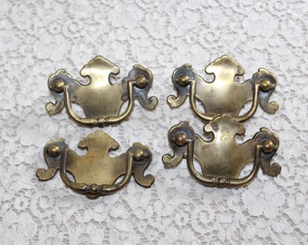 Lot Of 4 Vintage Ornate Drawer Pulls Brass Metal Knobs