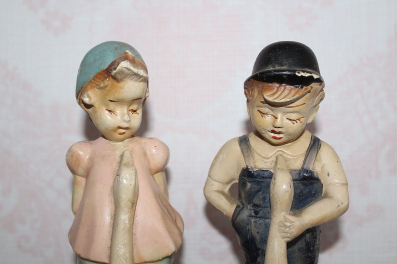 Vintage Boy & Girl Chalk Ware Figurines Boy and Girl With Etsy