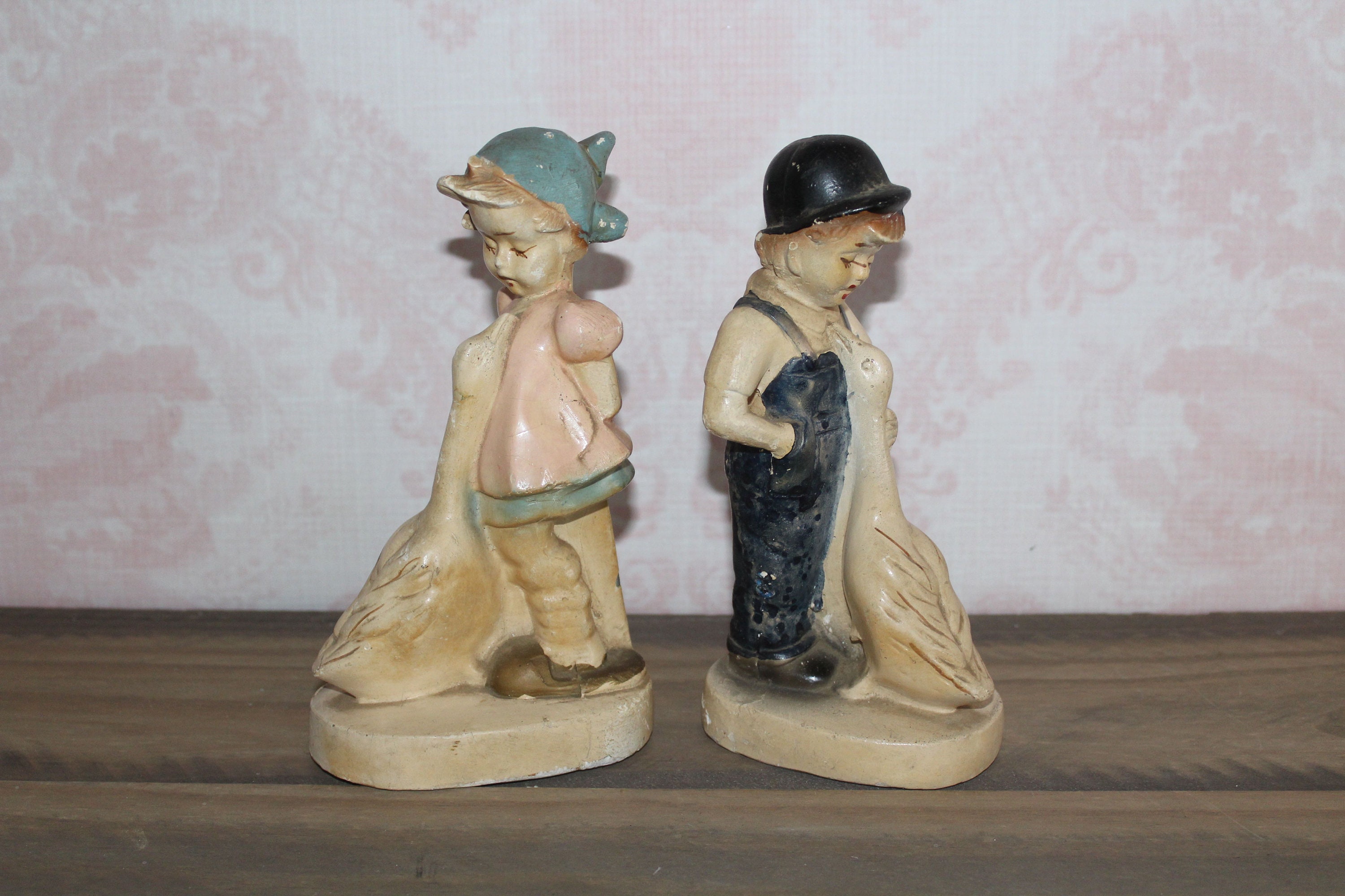 Vintage Boy & Girl Chalk Ware Figurines Boy and Girl With Etsy