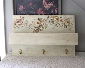 Refinished Entry Way Valet, Hang Keys, Leashes, Purse, & Mail Holder