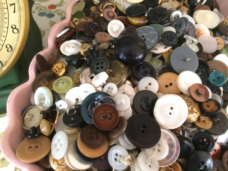Mixed Assorted Vintage Buttons 8 oz. Grab Bag Vintage Buttons image 2