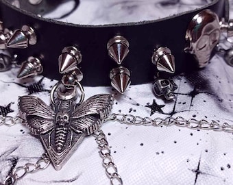 DEATH'S WINGS Leather Choker Punk Goth diy