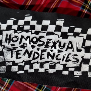 HOMOSEXUAL TENDENCIES punk parody diy patch