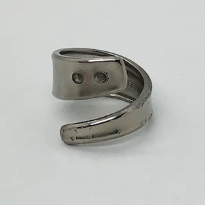 Stainless Steel Spoon/Utensil Ring - size 9.75 - with Holes - Vintage Utensil (SS3)