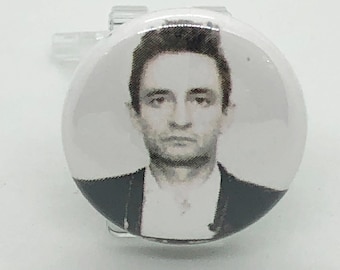 Johnny Cash Mugshot - 1 inch Pin or Keychain or Zipper Pull-Magnets too!