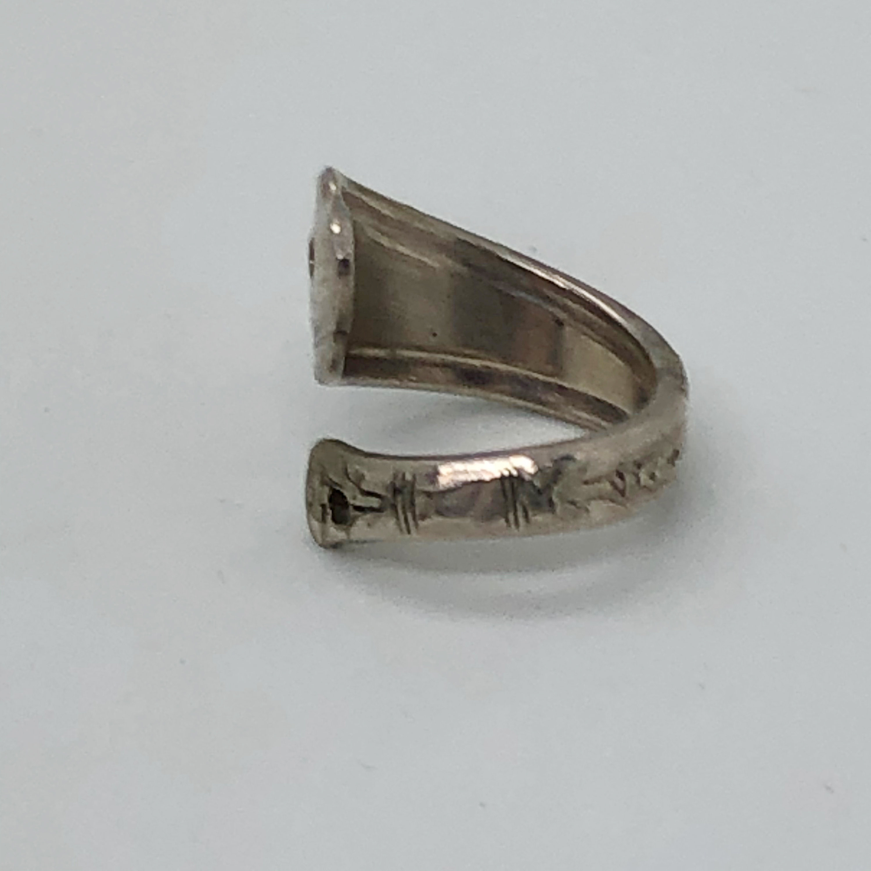 Silver Plated Spoon/utensil Ring Size 6 With Holes Vintage Utensil SPT3