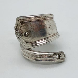 Silver Plated Spoon/Utensil Ring - size 8 with Holes  - Vintage Utensil (SPT4)