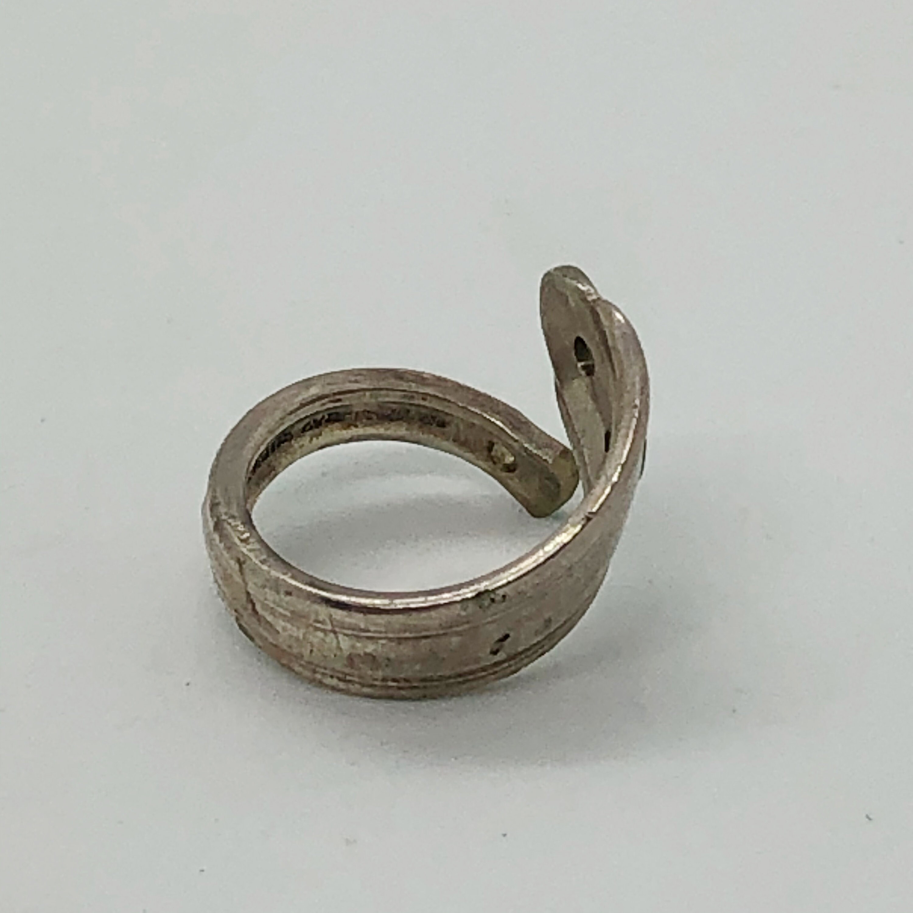 Silver Plated Spoon/utensil Ring Size 6 With Holes Vintage Utensil SPT3