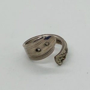 Silver Plated Spoon/Utensil Ring - size 6 with Holes  - Vintage Utensil (SPT3)