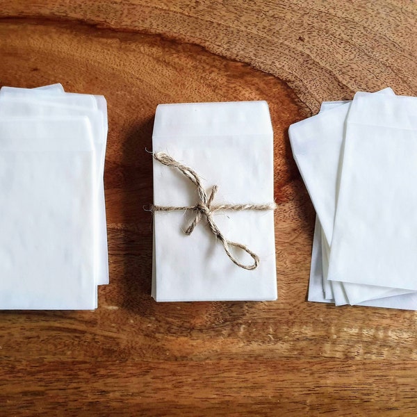 Set of 25 - 100 Glassine Confetti Envelopes - Off White Peel & Seal, Translucent Clear Envelopes - Choose 92 x 68mm or 113 x 87mm