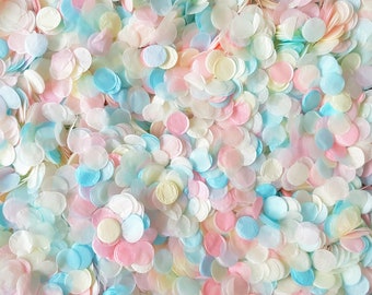 Biodegradable Confetti - Pink, Blue & Ivory Cream Confetti Circles, Pastel Wedding Confetti Mix, Bulk Confetti