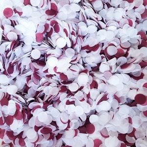 Biodegradable Confetti - Burgundy Marsala & White Circle Confetti, Wedding Confetti, Party Confetti for Modern Weddings