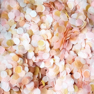 Confettis biodégradables - Mélange de mariage cernes rose poudré, pêche, or et cercles blancs - Confettis en vrac 10-100 poignées