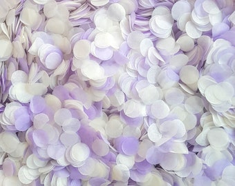 Biodegradable Wedding Confetti - Lilac Lavender Purple & Ivory Cream Wedding Confetti Circles Mix, Lilac Purple Wedding Mix