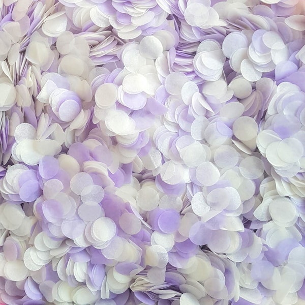 Biodegradable Wedding Confetti - Lilac Lavender Purple & Ivory Cream Wedding Confetti Circles Mix, Lilac Purple Wedding Mix