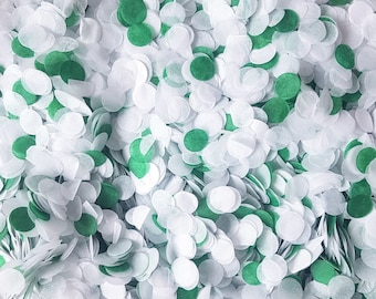 Biodegradable Wedding Confetti in White with Emerald Green - Party Confetti perfect for Greenery Party Decor, Modern Wedding Confetti