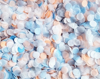 Biodegradable Confetti - Baby Blue, Peach & White Circles Wedding Mix - Bulk Confetti 10-100 handfuls