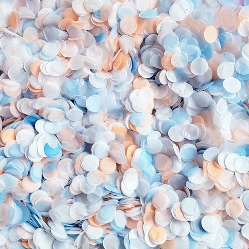 Biodegradable Confetti Baby Blue Peach & White Circles | Etsy UK