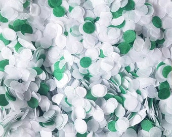 Biodegradable Confetti - Bottle Green & White Paper Confetti Circles