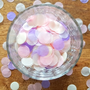 Biodegradable Confetti Blush Pink, Lilac Lavender Purple, Ivory Cream Confetti Circles Bulk Confetti, Wedding Confetti image 3
