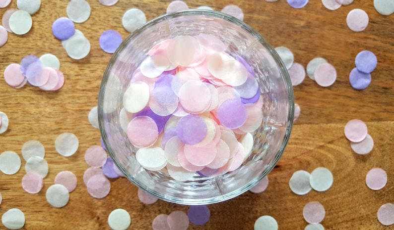 Biodegradable Confetti Blush Pink, Lilac Lavender Purple, Ivory Cream Confetti Circles Bulk Confetti, Wedding Confetti image 3