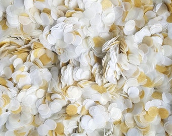 Biodegradable Confetti - Neutral Paper Confetti Mix - White, Matte Gold & Ivory/Cream Wedding Confetti Circles