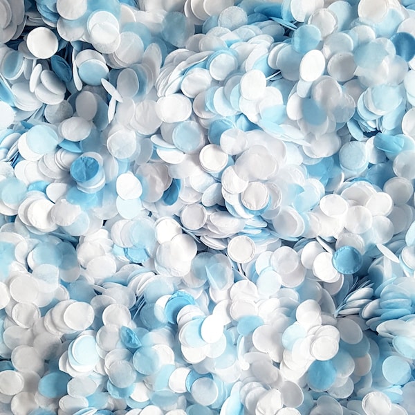 Confeti de boda biodegradable - Círculos de confeti de papel azul polvoriento