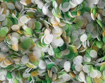 Biodegradable Wedding Confetti - Green, White & Gold Paper Confetti Circles