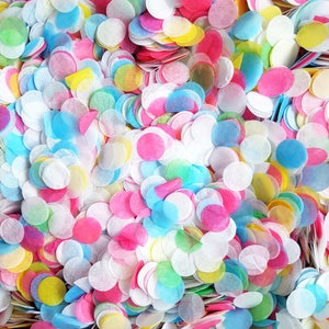 Bright Biodegradable Confetti - Rainbow Sky Blue, Green, Yellow, Fuchsia & White, Perfect for Festival/Carnival Theme Weddings