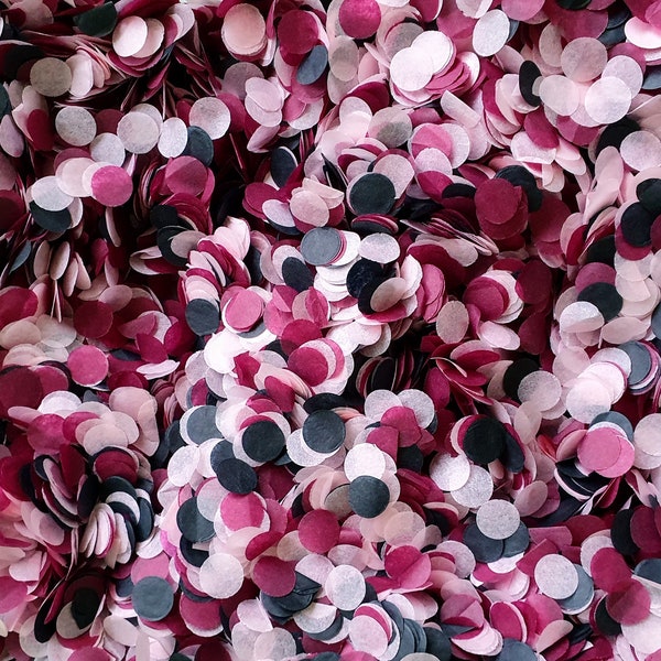 Biodegradable Confetti - Deep Plum Confetti - Romantic and Moody mix of Pinks, Burgundy & Black Paper Wedding Confetti Circles