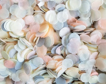 Biodegradable Wedding Confetti - Soft Peach, Grey & Ivory Wedding Circles - Bulk Confetti 10-100 handfuls, Vintage Style Throwing Confetti
