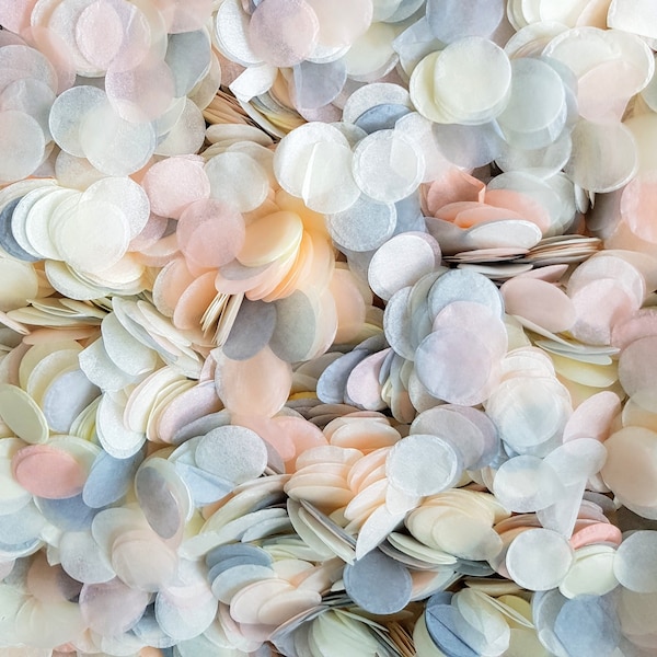 Biodegradable Wedding Confetti - Soft Peach, Grey & Ivory Wedding Circles - Bulk Confetti 10-100 handfuls, Vintage Style Throwing Confetti