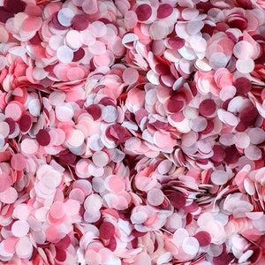 Biodegradable Confetti - Dusty Pink, Burgundy & White Wedding Confetti Circles - Bulk Confetti, Great for Romantic Styled Weddings