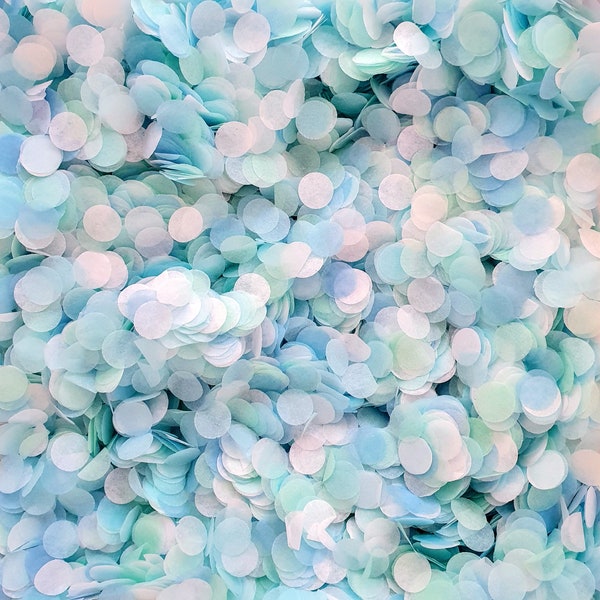 Biodegradable Confetti - Dusty Blue, Baby Blue, Mint & White Confetti Mix, Bulk Wedding Confetti, Paper Party Decor, Seaside/Beach Wedding