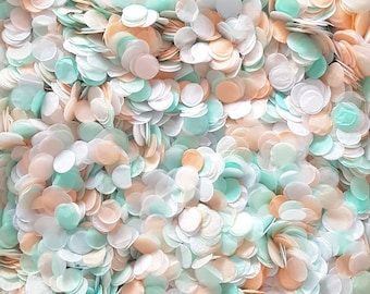 Biodegradable Wedding Confetti – Mint, Peach & White Paper Confetti Circles