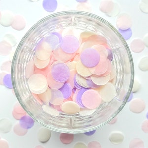 Biodegradable Confetti Blush Pink, Lilac Lavender Purple, Ivory Cream Confetti Circles Bulk Confetti, Wedding Confetti image 2