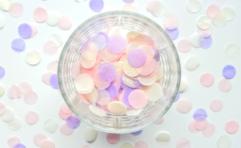 Biodegradable Confetti Blush Pink, Lilac Lavender Purple, Ivory Cream Confetti Circles Bulk Confetti, Wedding Confetti image 2