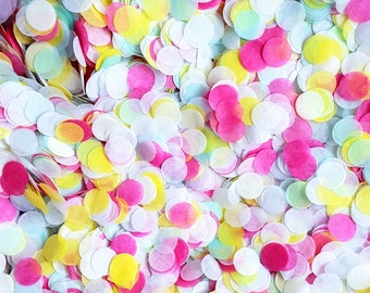 Bright Biodegradable Party Confetti in White, Yellow, Fuchsia Pink & Mint Green Wedding Mix - Bulk confetti