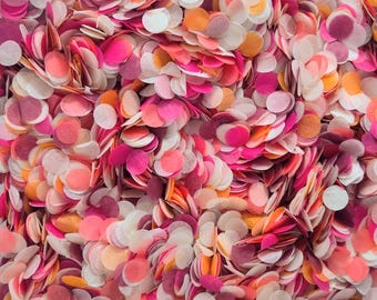 Biodegradable Confetti - Pink, Orange, Burgundy & Ivory Paper Confetti Circles