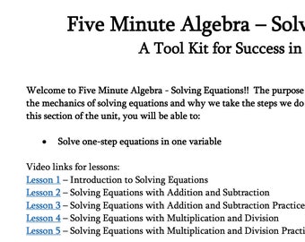 Algebra Lösen von Rechnungen Mini-Unit: Mathematikvideos für die Schule (PDF)