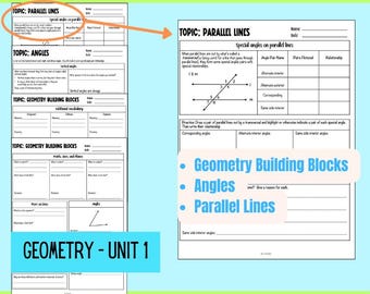 Unité de géométrie : notes de mathématiques et feuilles d'exercices pour le collège (téléchargement numérique)