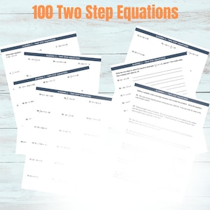 Two Step Equations, Homeschool Math, Middle School Math, Math Practice, Math Worksheet, Algebra, Algebra Worksheet, Solving Equations