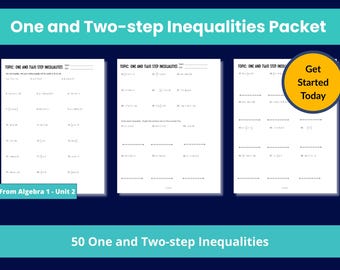 One and Two-Step Inequalities Worksheet: Algebra Math Practice (PDF)